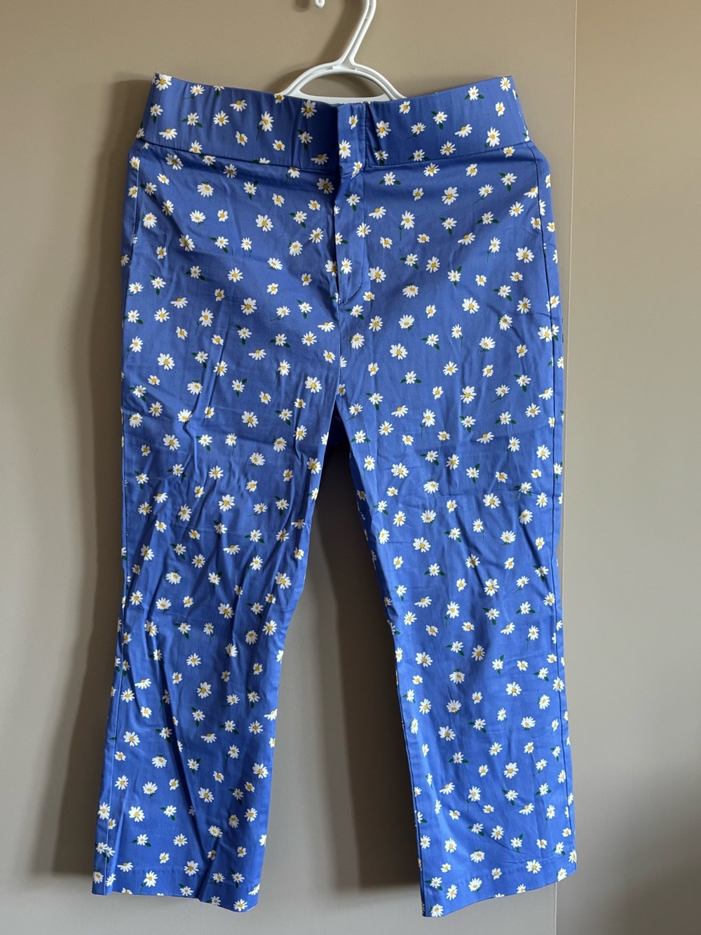 ZARA Blue Floral Slim Flare Cotton Pants NWOT - Picture 2 of 7